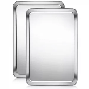 Terlulu Baking Sheet, Cookie Sheet, Stainless Steel Baking Pan, 2 Piece-16''x 12'' x 1'', Sheet Pan for Oven, Jelly Roll Pan, Baking Tray for Baking&