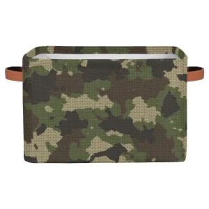 Camouflage Pattern Foldable Storage Basket, Large Collapsible Organizer Storage Bin Cube Toys Storage Boxes with Handles for Bathroom Nursery Closet 