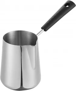 Milk Butter Warmer Pot, 20oz/600ml Turkish Coffee Pot, Stovetop Chocolate Melting Pan, Cezve Ibrik Briki Greek Arabic Coffee Maker for Maple Syrup, S