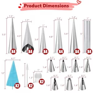 Ooyhool Set of 37 Cannoli Tubes Molds, 24 Assorted Shapes Baking Kit, Stainless Steel Cones and Tubes for Cream Horn, Pastry, and Croissant
