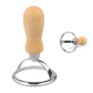 XINBADA Wooden Handle Stainless Steel Cookie Stamps,Large Circle Cookie Cutter Custom Embossed Biscuit Stamp for Baking, Durable Cookie Decorating To