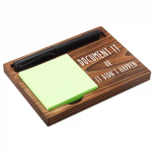 Sticky Note Holder Wooden Notepad & Pen Holder 6.5