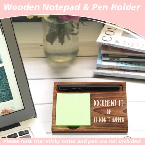 Sticky Note Holder Wooden Notepad & Pen Holder 6.5