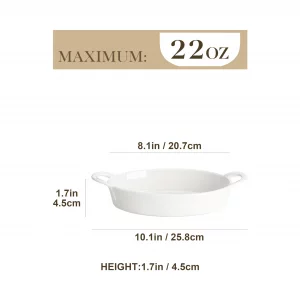 MALACASA Small Casserole Baking Dishes for Oven, Ceramic Oval Baking Dish Sets of 4, 8