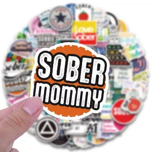 Bonitzdm 60PCS Sober Stickers Sobriety Vinyl Waterproof Aesthetic Stickers for Water Bottle Laptop for Teens Adults for Birthdays Halloween Christmas