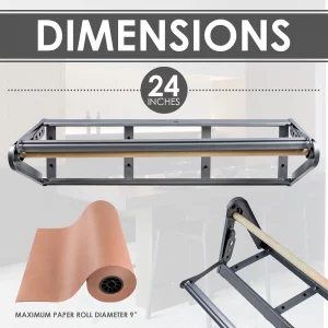 West Palm Brands Paper Roll Cutter, Holder & Dispenser for Butcher Freezer Craft Paper Rolls 24