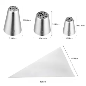 Kasmoire 3Pcs Grass Icing Nozzles Set,Stainless Steel Grass Piping Tip with 10Pcs Disposable Piping Bags,Cake Decorating Tips For Baking Decorating