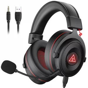 EKSA E900 Pro USB Gaming Headset for PC - Computer Headset with Detachable Noise Cancelling Mic, 7.1 Surround Sound, 50MM Driver - Headphones with Mi