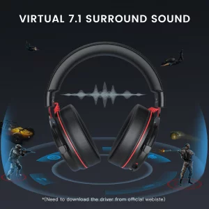 EKSA E900 Pro USB Gaming Headset for PC - Computer Headset with Detachable Noise Cancelling Mic, 7.1 Surround Sound, 50MM Driver - Headphones with Mi