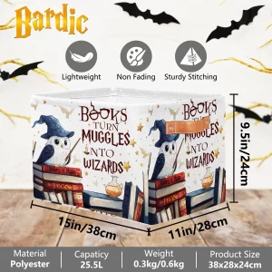 Bardic Magic Nursery Decor Blue Owl Collapsible Book Shelf Clothes Basket Rectangle Toy Bin 15