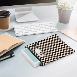 Black Plaid Book Lovers Gifts Book Sleeve Vintage Checkered Waterproof Book Cover Book Pouch Book Protector with Front Pocket Book Club Christmas Bir