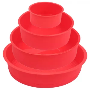 BAKER DEPOT Silicone Mould for Baking Nonstick Layer Cakes Bakeware Round Cake Pans Chocolate Rainbow Cake for Birthday Wedding Party 4 6 8 9 Inch Se