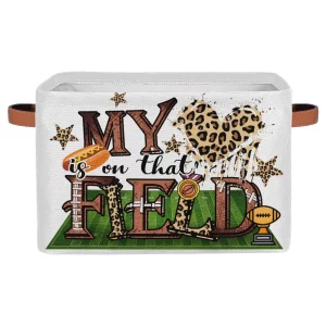 LLCXCSI Football Sports Kid Storage Basket Collapsible Organizer Bin Rectangle Rugby Ball Gift Baskets for Nursery Decor Book Shelf Clothes Toy Towel