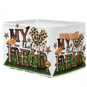 LLCXCSI Football Sports Kid Storage Basket Collapsible Organizer Bin Rectangle Rugby Ball Gift Baskets for Nursery Decor Book Shelf Clothes Toy Towel