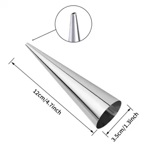 20Pcs Large Conical Cream Horn Molds, Non-stick Cream Horn Molds Stainless Steel, 5 inch Large Size Cannoli Tubes Kit Pack of Baking Cones Pastry Rol