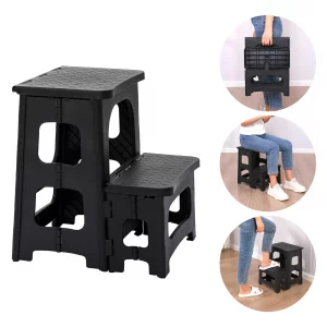 HHuanwfer 2-Step Folding Stool for Adults, Non-Slip Foldable Stool for Home, Office, Garage, Library, Closet, Bathroom, Porch