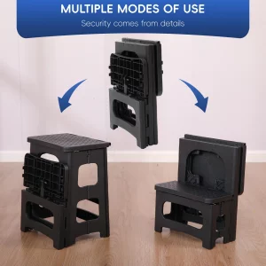 HHuanwfer 2-Step Folding Stool for Adults, Non-Slip Foldable Stool for Home, Office, Garage, Library, Closet, Bathroom, Porch