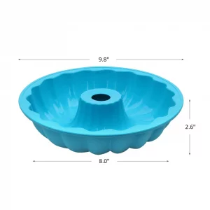 Alimat PluS Silicone Cake Pan 6 Cup, Round Fluted Cake Mold 9.8 Inch, Tube Cake Pan Silicone Baking Molds for Jello, Gelatin, Pound Cake