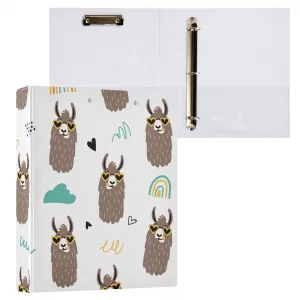 Funny Llamas Alpacas Hand Drawn 3 Ring Binder 1.5 Inch Binders with Clipboard Pockets for School 3 Hole Office Binder,1 Pack