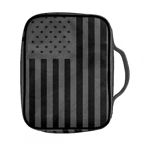 Drydeepin Black and Grey American Flag Print Bible Covers for Women Men Bible Carrying Case with Handle and Zipper Portable Bible Tote Bags Bible Stu