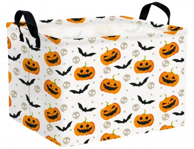 BOOHIT Large Halloween Themed Candy Gift Boo Basket for Kids Baby Personalized Adults Storage Bin Fall Decor(Bat Pumpkin)