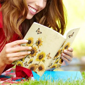 Gomyblomy Sunflower Butterfly Book Covers Washable Book Protector Stretchable Book Cover for Paperbacks Hardcover Textbooks up to 9 x 11, Office Supp
