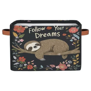SEULIFE Quote Animal Sloth Flower Tree Foldable Storage Basket, Large Collapsible Organizer Storage Bin Cube Toys Storage Boxes with Handles for Bath