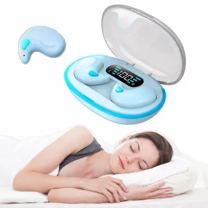 Xmenha Blue Wireless Invisible Earbuds Hidden Headphones for Side Sleepers Invisible Sleep Earbuds for Sleeping Sleep Small Tiny Mini Bluetooth Headp