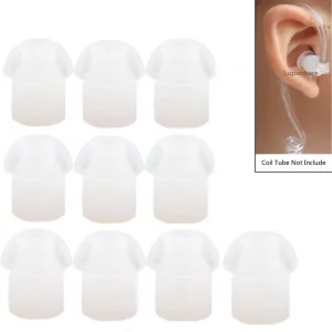 Lsgoodcare Replacement Mushroom Earbud Ear Tips White Compatible with Motorola Kenwood Midland Two Way Radio Coil Tube Audio Kits - Transparent Acous