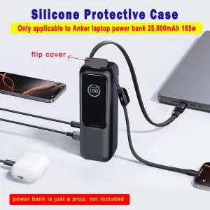 1 Pack Thick 1.5mm Silicone Case for Anker Zolo Power Bank (25000mAh 165W) - Protective Cover for Anker Laptop Portable Charger 165w, Full - wrap Pro