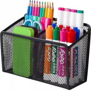 BEYGORM Magnetic Dry Erase Marker Holder for Whiteboard, Mesh Pen & Pencil Holder for Refrigerator, Strong Magnetic Basket for School Locker, Office 