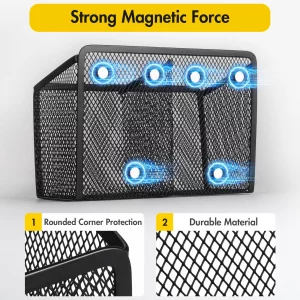 BEYGORM Magnetic Dry Erase Marker Holder for Whiteboard, Mesh Pen & Pencil Holder for Refrigerator, Strong Magnetic Basket for School Locker, Office 