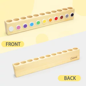 Ouluhend 11-Hole Wooden Colored Pencil Organizer - Solid Montessori Storage Holder for Kids, Students, Artists & Teachers