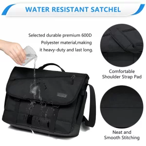 VASCHY 17inch Laptop Messenger Bag for Men, Fashion Water Resistant Satchel Crossbody Shoulder Side Bag Briefcase for Men and Women for Work,Business