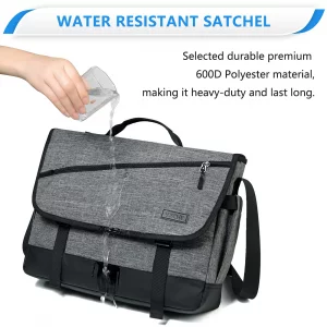VASCHY Messenger Bag for Men, Fashion Water Resistant Laptop Satchel Crossbody Shoulder Side Bag Briefcase for Men and Women for Work,Business Gray