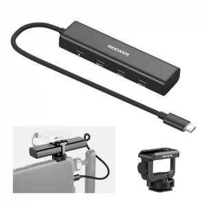 NEEWER USB C Hub Dock with Cold Shoe Adapter, 4 in 1 Multiport Adapter Dongle with 3X USB C Port 3.1 Gen2 & 1x 100W PD, 10Gbps Compatible with iPhone