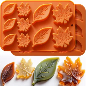 Leaf Silicone Molds Fall Silicone Mold Harvest Cake Pan Autumn Maple Leaf 2 Different Shapes Thanksgiving Fall Theme Mould for Halloween Chocolate Ca