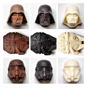 INKU Star wars silicone mold set Star wars ice and chocolate cubes: Stormtrooper, Darth Vader, X-Wing Fighter, Millennium Falcon, R2-D2, Han Solo, Bo