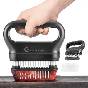 JY COOKMENT Meat Tenderizer Tool with 48 Stainless Steel Ultra Sharp Needle Blades, Kitchen Cooking Tool Best For Tenderizing, BBQ, Marinade
