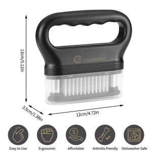JY COOKMENT Meat Tenderizer Tool with 48 Stainless Steel Ultra Sharp Needle Blades, Kitchen Cooking Tool Best For Tenderizing, BBQ, Marinade