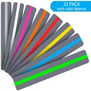 32 Pieces Guided Reading Strips/Colored Overlay/Highlight Strips/Highlighter/Bookmark/Assorted Colors Help with Dyslexia for Children and Teacher Sup