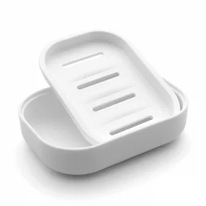 UVIVIU Plastic Soap Dish, Container, Keeps Soap Dry,Easy Cleaning,Drain,White