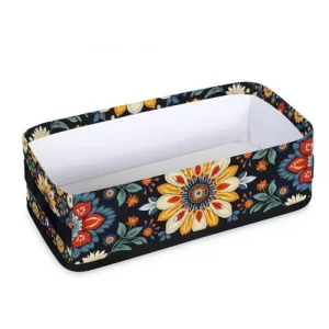 SinSenMa Tribals Floral Small Bathroom Baskets for Toilet,Foldable Toilet Paper Tank Basket Organizer for Towels Storage Decorative Open Storage Bins
