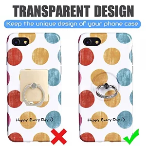 Transparent Phone Ring Holder Grip - EI Sonador Clear Cell Phone Ring Stand Holder Finger Grip Kickstand 360 Rotation, Compatible with Most of Phone