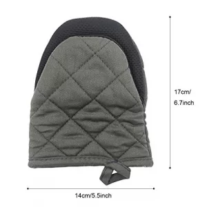 Neoprene Mini Oven Mitts, 2 Pack Short Oven Mitts 500 Degree Heat Resistant Gloves Potholder with Non-Slip Grip Surfaces and Hanging Loop for Hand Ho
