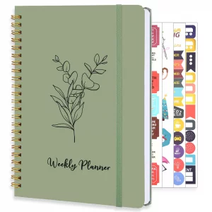 Undated Weekly Planner, A5 Weekly To Do List Notebook with Habit Tracker 52 Weeks Spiral Binding Weekly Planner Notebook with Stickers Home Work Scho
