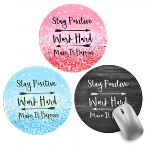 Funny Work Office Mouse Pad, 3 Pack Small Round Mouse Pads for Desk, Mini Travel Mousepad Mat for Wireless Computer Laptop, Office Desk Accessories, 