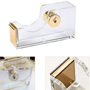 Acrylic Tape Dispenser, Transparent Office Tape Dispenser, Clear Acrylic Desk Dispenser Kit,Beautiful Modern Accessory for The Stylish Desk at Home, 