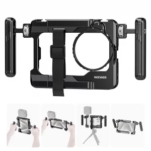 NEEWER Universal Smartphone Video Rig with Handles 67mm Filter Adapter Anti Drop Cold Shoe Compatible with DJI Mic iPhone Samsung Galaxy Android, Pho