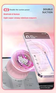 Kitty Magnetic Vacuum Phone Holder, 360 Rotating Pink Magnetic Car Mount, Cute Cat Rotating Holder, Suitable for Cars, Mirrors, Gyms, Kitchens, Hand
